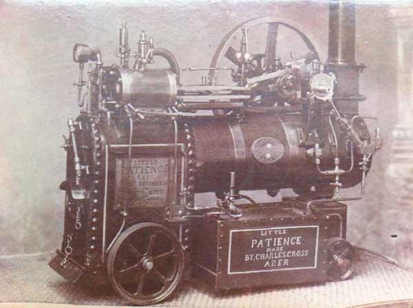 The steam engine that was built by Charles Cross and displayed in Abertridwr
