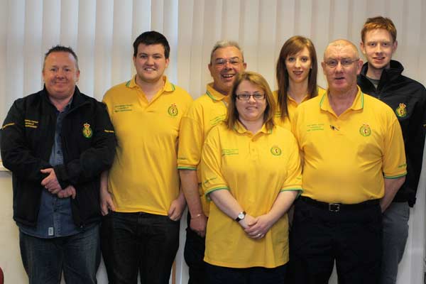 Current Caerphilly CFRs Nigel Barclay, Lloyd Davies, Mike Williams, Rachael Knapman, and daughter, father, son Rebecca Jones, Dilwyn Jones and William Jones