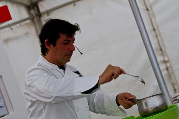 Jean-Christophe Novelli giving a cookery demonstration at Caerphilly Food Festival