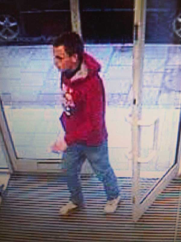 Police want to speak to this man in connection with a theft from the Caerphilly town branch of Peacocks