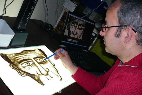 Gritty Realism uses its innovative sand technique for the creation of films and documentaries. Pictured here is Gerald Conn, Managing Director.