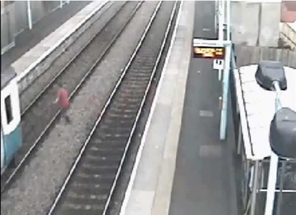 Police have criticised the actions of this man after he jumped in front of a train at Crosskeys train station