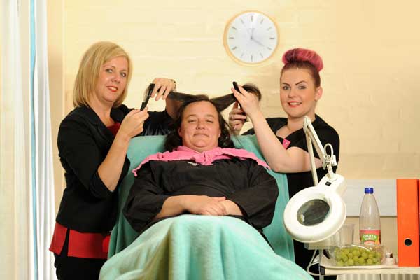 Tutor Martine Lewis and student Jodie Hill with a patient