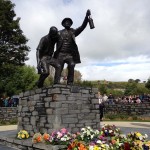 The statue, designed by sculptor Les Johnson, depicts a rescue worker coming to the aid of a survivor after a mining disaster.