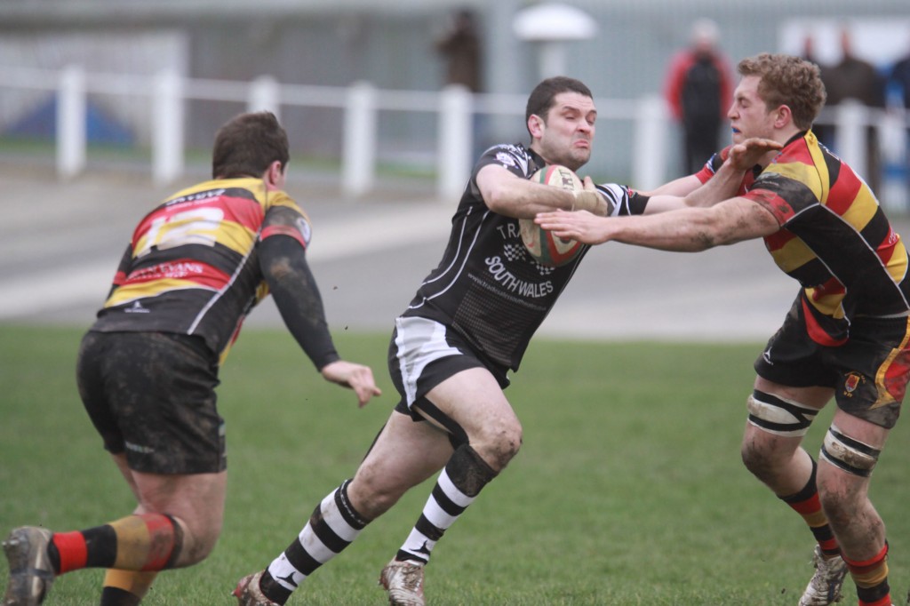 Stuart Thomas attempts to break through the Camarthen defence