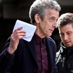 Doctor Who: Peter Capaldi on set at Caerphilly Castle.