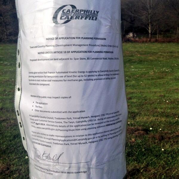 APRIL FOOLS: One of the fake planning notices put up around Machen