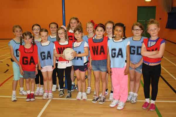 Young members of Aber Valley Ladies Netball Club
