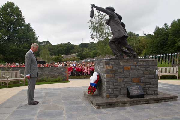 Prince Charles laid a wreath at Senghenydd's National Mining Memorial - Picture by Carl Jones