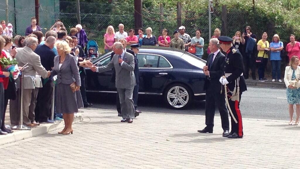 Prince Charles and the Duchess of Cornwall arrive at the National Mining Memorial in Senghenydd