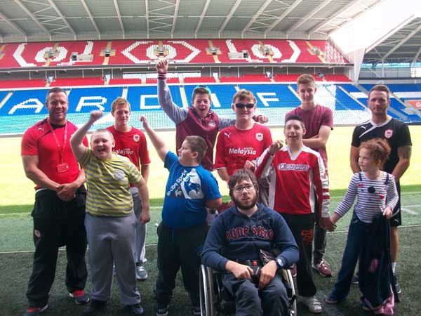 The youngsters who took part in the Sport Caerphilly event at Cardiff City Stadium