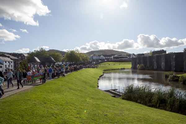 Thousands descended on Caerphilly town for the Urdd Parade. Picture by Emyr Young
