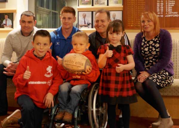 David Campese and Andrew Coombs also handed over tickets to Wales v Australia to a local family
