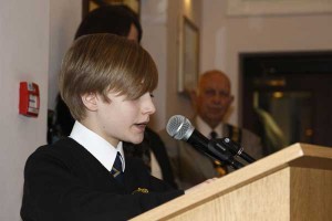 IN MEMORY: Simon Baskerville, 12, reads his poem