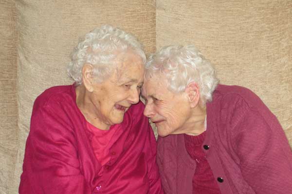 Twins Glenys Thomas and Florence Davies - The UK's oldest twins after celebrating their 103rd birthday together