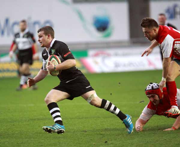 TRY FEST: Luke Crane scored one of Bedwas’ six tries in their win against Llanelli