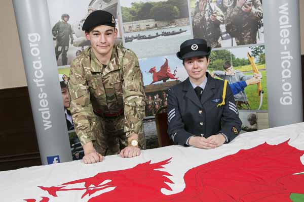 ATTENTION: Cadet Sergeant Ryan Davies with Cadet Flight Sergeant Eleanor Kingston