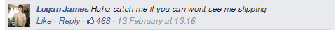 Logan Rhys James' post on Facebook taunting police