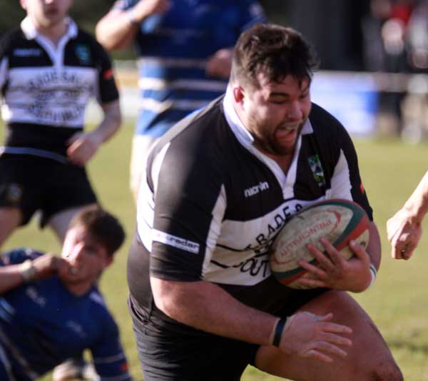POWER: Brynley Toms scored his first try for Bedwas