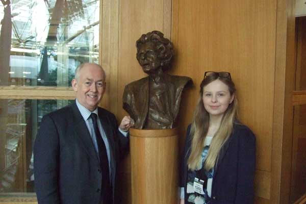 Caerphilly MP Wayne David with Molly Turececk from Bedwas