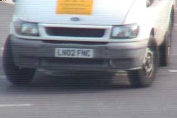 The van that was used by two men who stole a trolley full of shopping from Risca Tesco