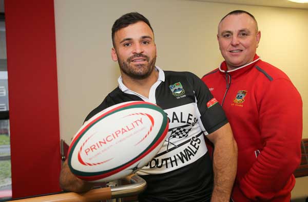 TOP PLAYER: Aaron Pinches with Bedwas head coach Steve Law