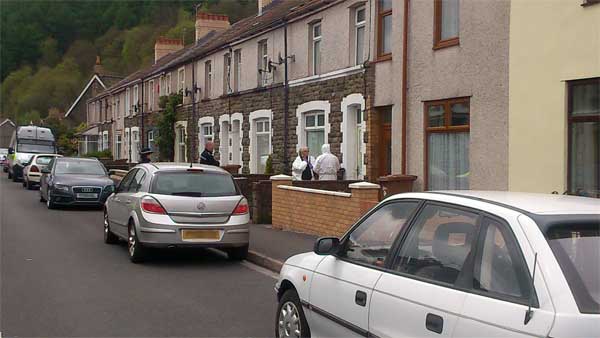 Police at the house in Church Street, Llanbradach