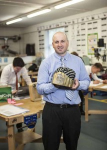 Teacher Martyn Rees with the crown