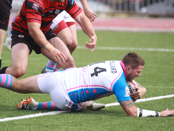 VICTORY: Dafydd Hellard scores for South Wales Scorpions