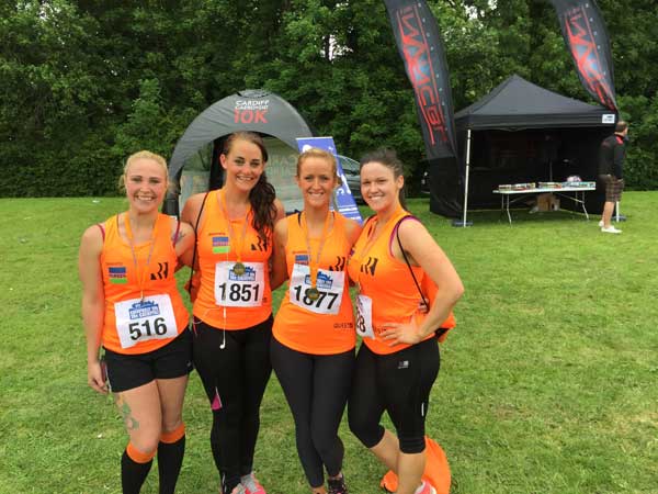 TEAM: Laura fisher (left) and friends ran with Team Rees