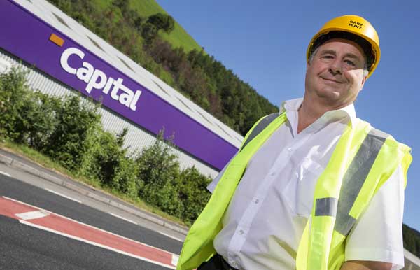 Gary Hunt, Managing Director of Capital Coated Steel, outside their new plant in Crosskeys