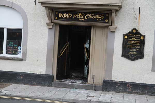 GUTTED: There was extensive damage to the Caerphilly town pub. Picture by Carl Jones