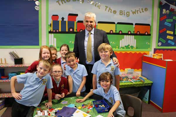 FAREWELL: Mr Jenkins with some of his pupils