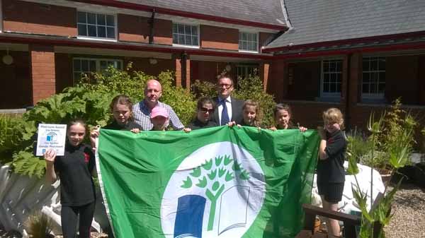GREEN SPACE: Tim Lyons and Marc Yeoman with year 7 members of the eco-club