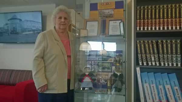 SERVICE: Former volunteer Dorothy Lewis at the exhibition in Caerphilly Library
