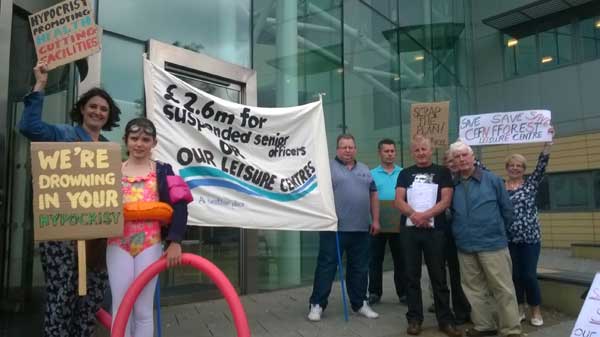 DEFIANT: Demonstrators don’t want their leisure centre to shut