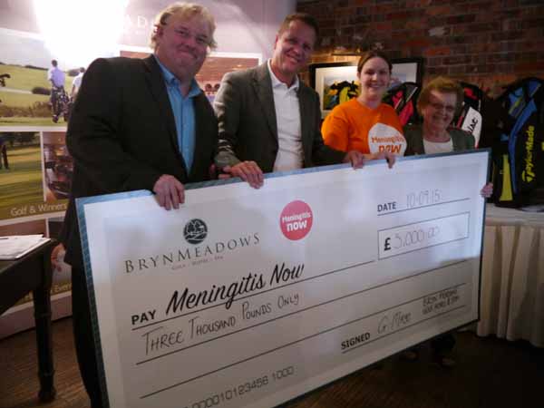 (Left to right)Owners Steve Mayo and Gary Mayo next to Sally Gillespie from Meningitis Now and Mrs Fay Mayo