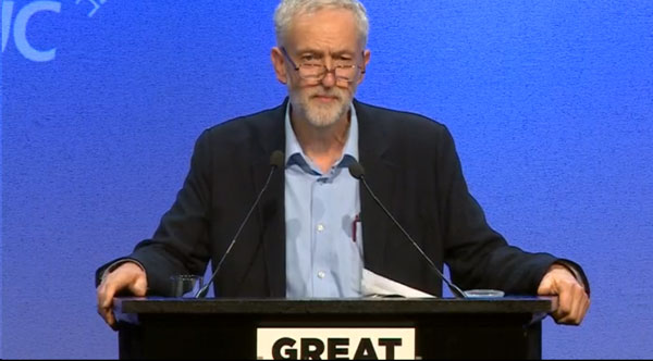 PARTY MANDATE: Jeremy Corbyn addressing the TUC conference in Brighton. Picture BBC