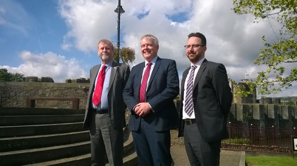 LAUNCHED: Hefin David (left) with First Minister Carwyn Jones and Jeff Cuthbert AM