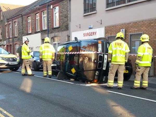 CRASH: The scene on Thomas Street Abertridwr