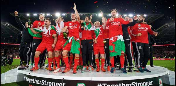 HEROES: Wales celebrate qualifying for their first major competition since 1958