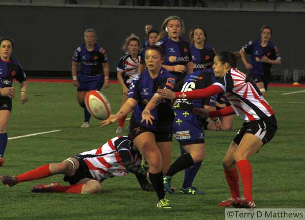 QUICK BALL: A Dragons’ player offloads before being tackled by the Ospreys’ defence Picture by Terry Matthews. ©Matthews TD