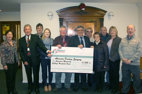 St Luke’s Surgery in Abercarn is presented with its cheque