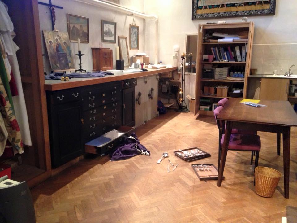 The scene at St Martin's Church after the break-in. Picture by Mike Todd