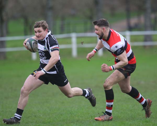Bedwas' Mathew John makes a break.