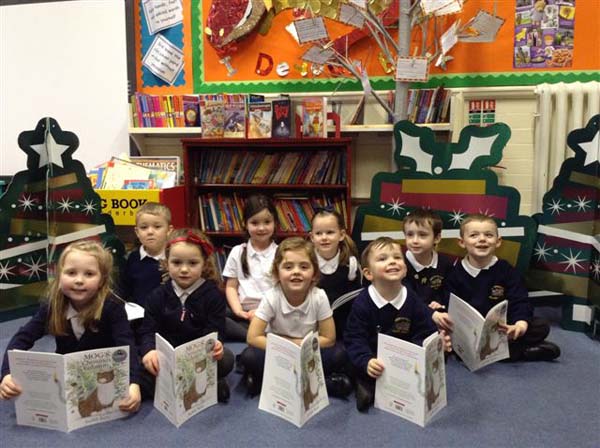 WELL-READ: Pentwynmawr Primary School pupils with their Mog books
