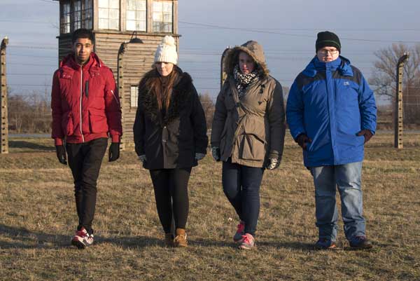 Cwmcarn students Hamzah Faqir and Courtney John with Tayla Burnell and Ieuan Crump from Heolddu Comprehensive School