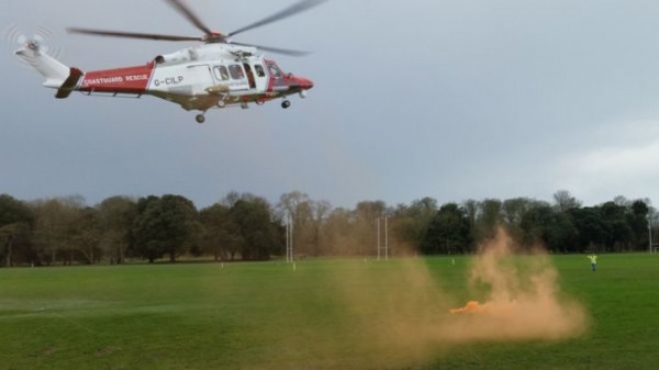 Coastguard rescue helicopter 187 is seen here landing in Cardiff and was used in the rescue. Picture: Penarth Coastguard
