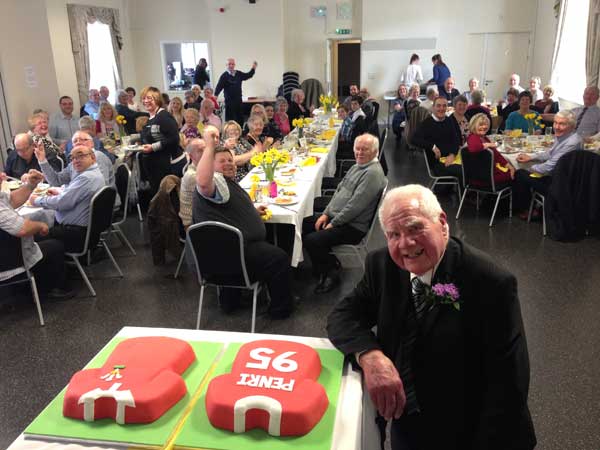  95 NOT OUT: Friends and family helped Penri Evans celebrate his “living wake”