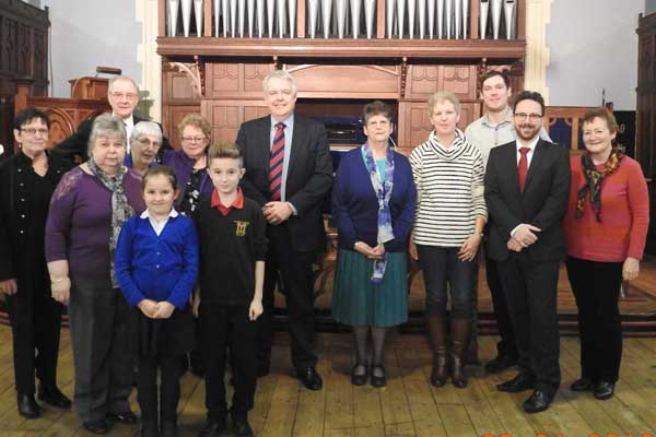 First Minister Carwyn Jones (left of centre) on his visit to the Vanguard Centre in Caerphilly